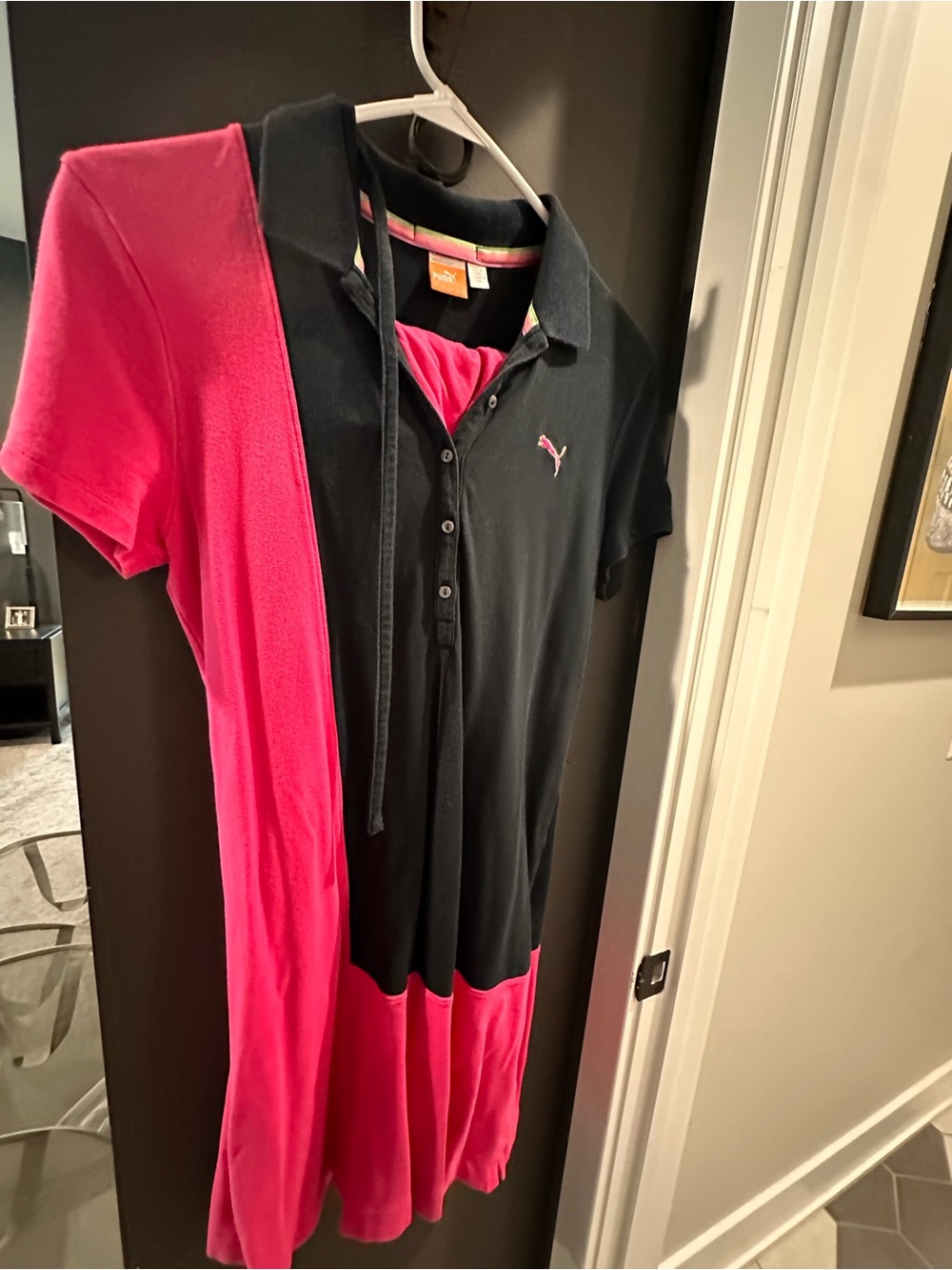 Puma Black Polo Dress with Hot Pink and Neon Trim
